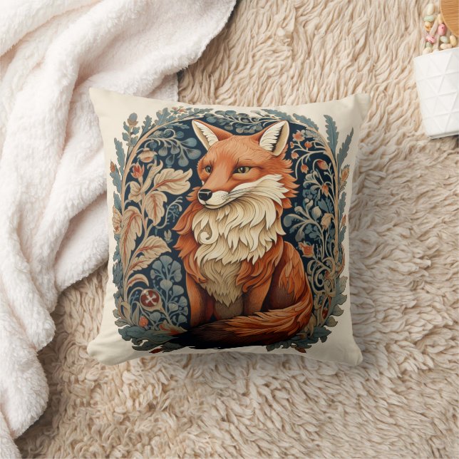 Enchanting Woodland Fox  Throw Pillow (Blanket)
