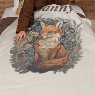 Enchanting Woodland Fox with Custom Name Fleece Blanket