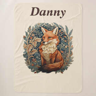 Enchanting Woodland Fox with Custom Name Sherpa Blanket