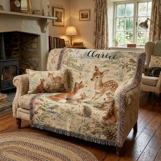 Enchanting Woodlands Animals Throw Blanket