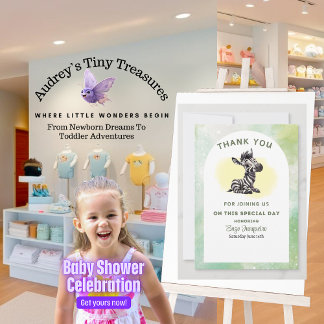 Enchanting Zebra Baby Shower Flat Thank You Card
