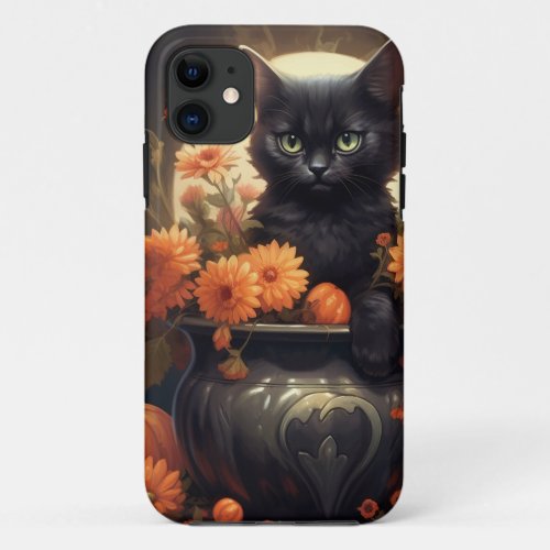 Enchantingly Adorable Halloween Cat iPhone 11 Case