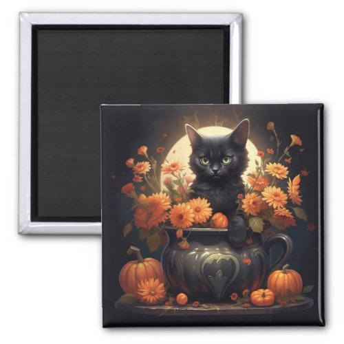 Enchantingly Adorable Halloween Cat Magnet