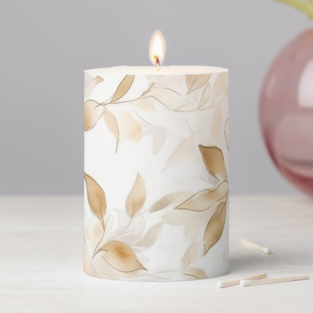 Enchantment Blush Modern Floral Pillar Candle (In Situ)