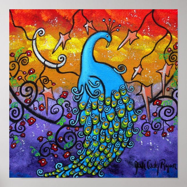 Enchantment Colorful Peacock Poster (Front)