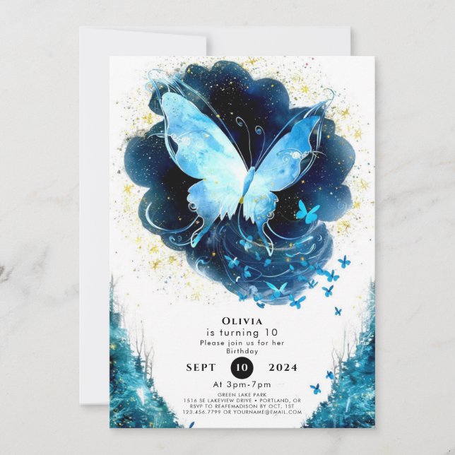 Enchantment Fun Butterfly Birthday Invitation (Front)