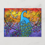 Enchantment Peacock In Tree Postcard at Zazzle