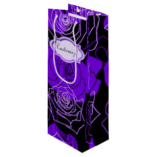 Enchantment Purple Roses Floral Wine Gift Bag