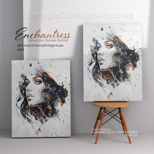 Enchantress Watercolor Female Portrait  Canvas Print