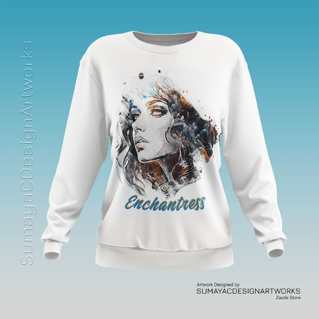 Enchantress Watercolor Female Portrait Sweatshirt (Creator Uploaded)