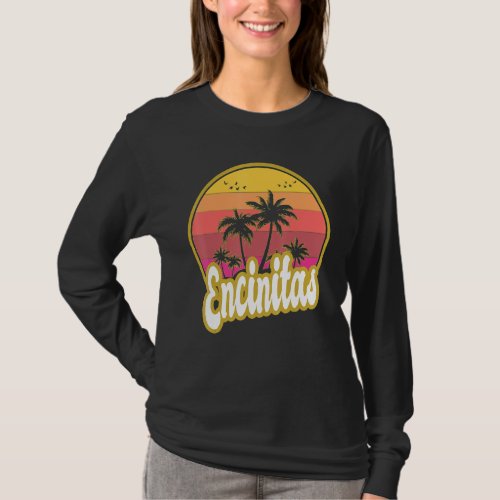 Encinitas California Beach Retro Sunset T_Shirt