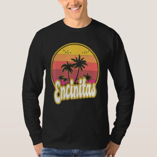 Encinitas California Beach Retro Sunset T_Shirt