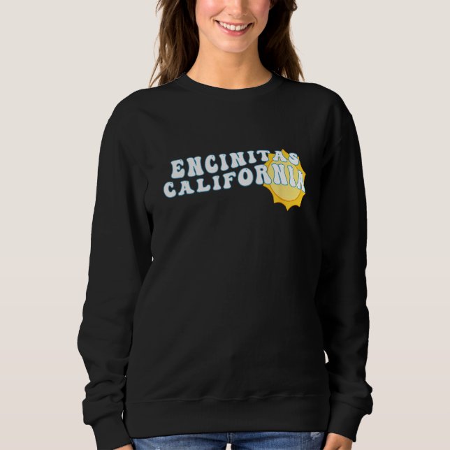 Encinitas California CA Retro Wavy Souvenir Vacati Sweatshirt (Front)