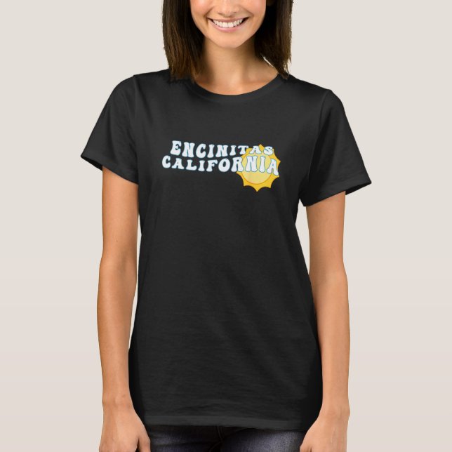 Encinitas California CA Retro Wavy Souvenir Vacati T-Shirt (Front)