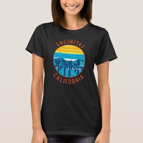 Encinitas California Retro Distressed Circle T_Shirt