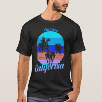 Encinitas California Retro Palm Trees Beach Summer T-Shirt