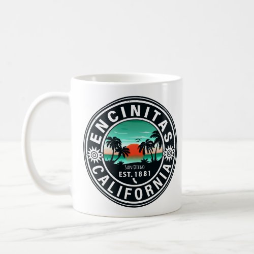 Encinitas California Retro Sunset Souvenirs 80s Coffee Mug