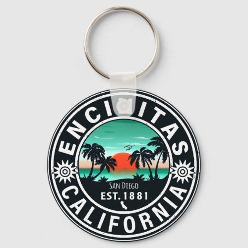 Encinitas California Retro Sunset Souvenirs 80s Keychain