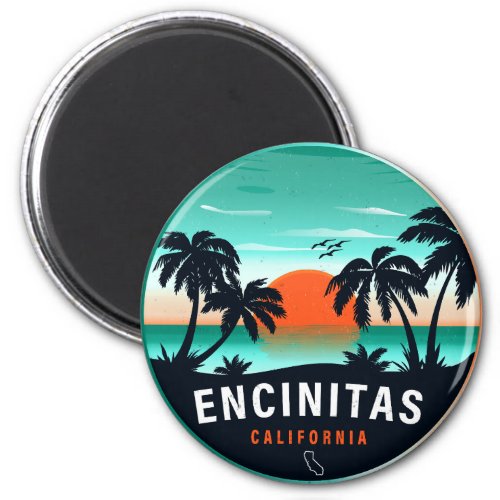 Encinitas California Retro Sunset Souvenirs 80s Magnet