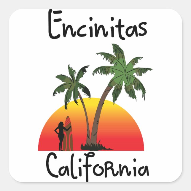 Encinitas California. Square Sticker (Front)