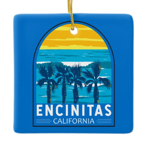 Encinitas California Travel Art Vintage Ceramic Ornament