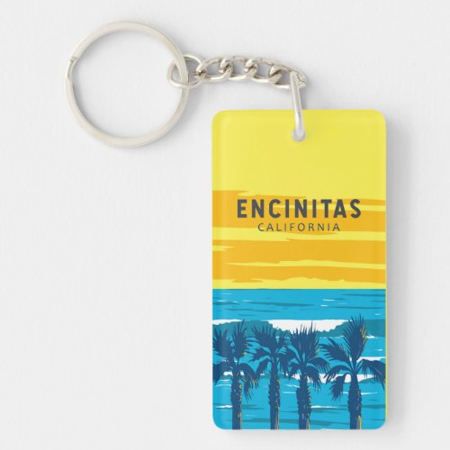 Encinitas California Travel Art Vintage Keychain