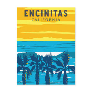 Encinitas California Travel Art Vintage Postcard