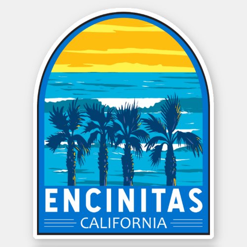 Encinitas California Travel Art Vintage Sticker