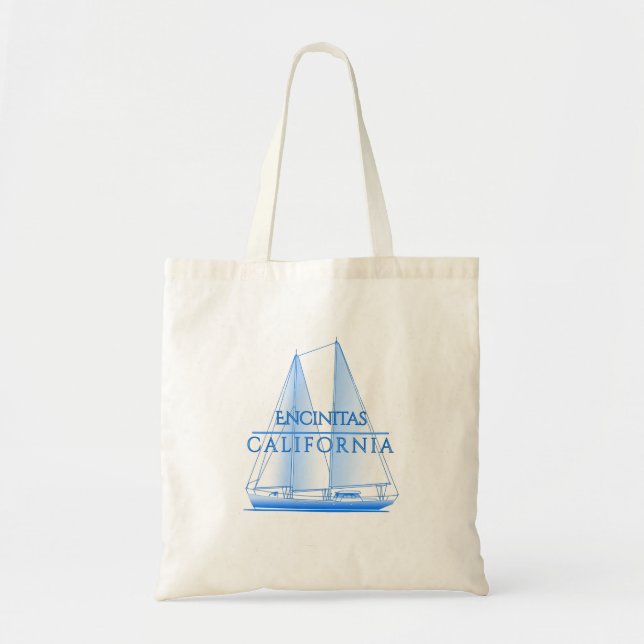 Encinitas Coastal Nautical Sailing Sailor Tote Bag (Front)