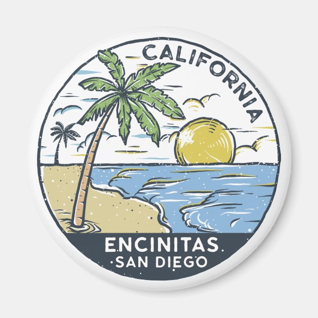 Encinitas San Diego California Vintage Magnet (Front)