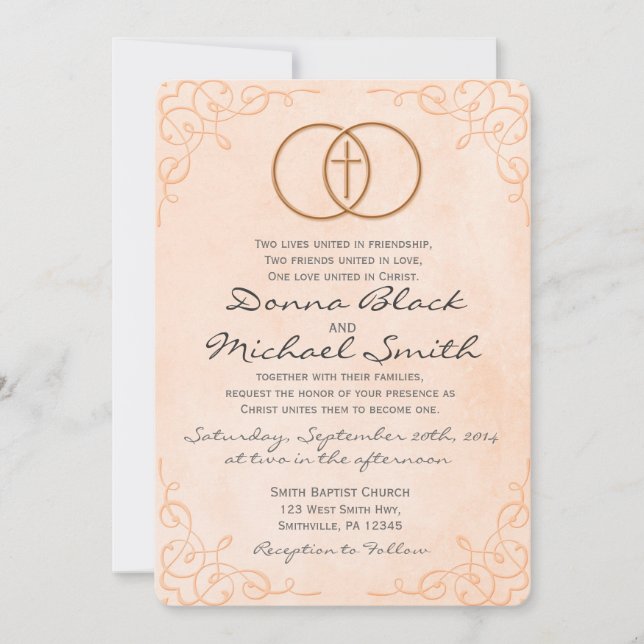 Encircled Cross Religious Wedding Invitations (Front)