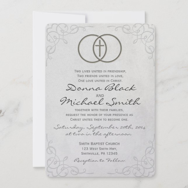 Encircled Cross Religious Wedding Invitations (Front)
