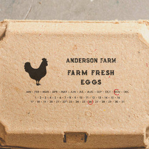 Encircled Date - Eggs Carton with Chicken Self-inking Stamp
