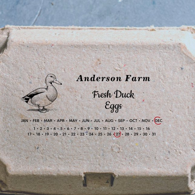 Encircled Date - Farm Duck Eggs Carton Self-inking Stamp (Encircled Date - Farm Duck Eggs Carton Self-inking Stamp)