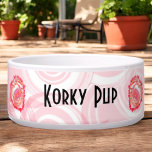Encircling Diagonal Tattered Hearts<br><div class="desc">This cute pet bowl is designed with beautifully rich multicolored tattered digitally altered fractal heart designs over a white spiral and pink background. Fill in the template field with your pet's name or initials or click customize to select a font style,  size,  and color you like.</div>