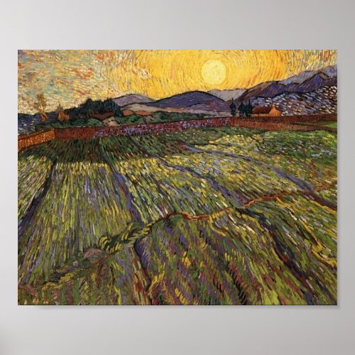 Enclosed Field Rising Sun F737 Van Gogh Fine Art Poster