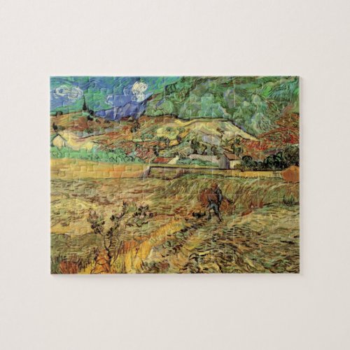 Enclosed Wheat Field w Peasant by Vincent van Gogh Jigsaw Puzzle