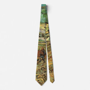 Enclosed Wheat Field w Peasant by Vincent van Gogh Neck Tie