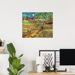 Enclosed Wheat Field w Peasant by Vincent van Gogh Poster