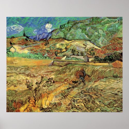 Enclosed Wheat Field w Peasant by Vincent van Gogh Poster