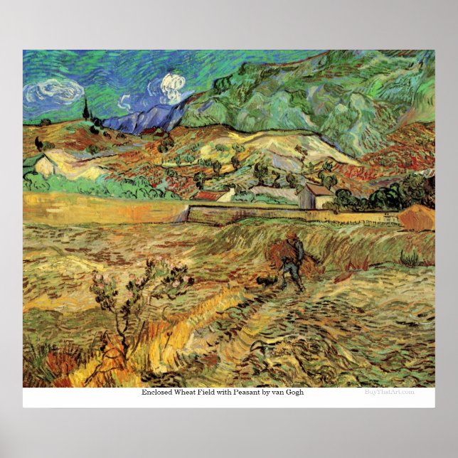 Enclosed Wheat Field with Peasant by van Gogh Poster (Front)