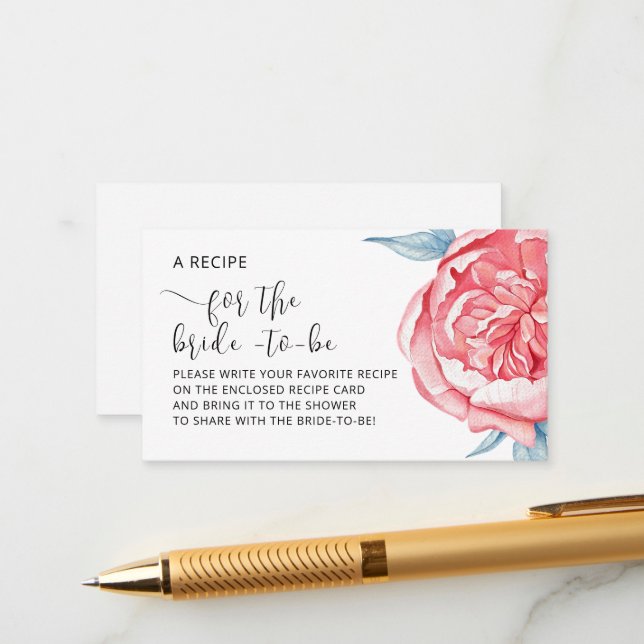 Enclosure Card  bridal shower. (Front/Back In Situ)