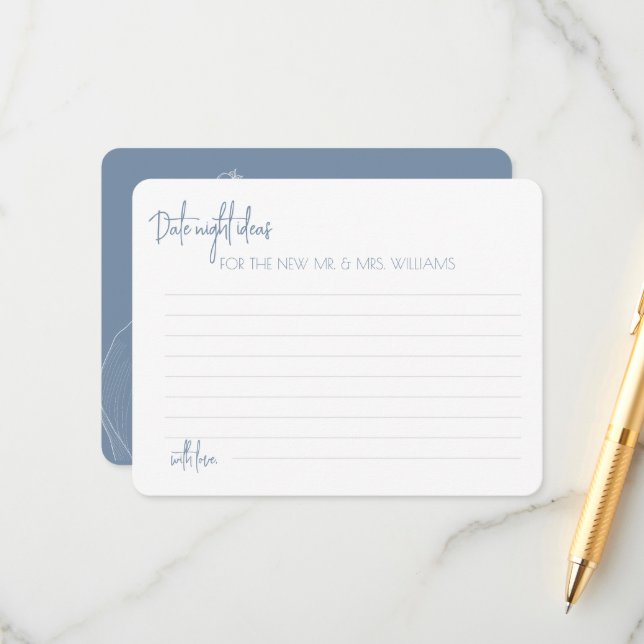 Enclosure Card Bridal Shower date night ideas (Front/Back In Situ)