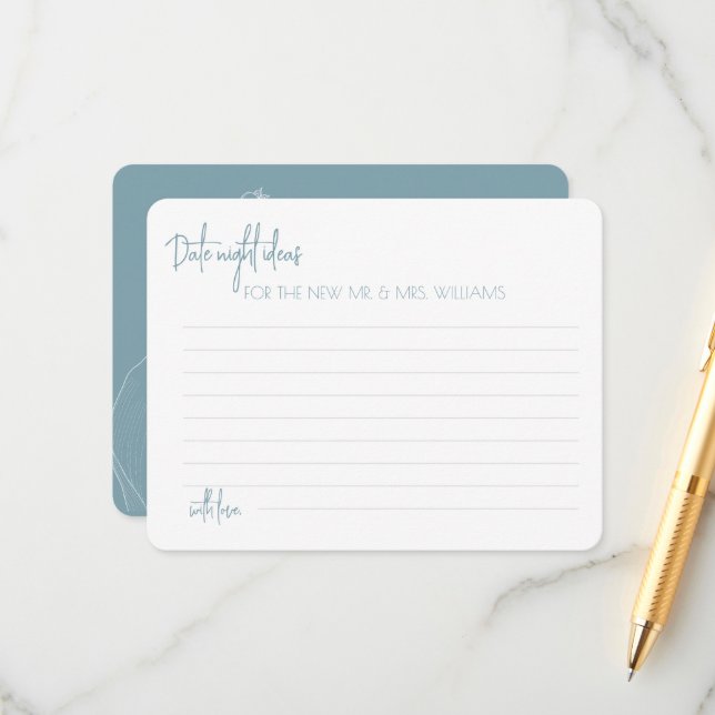 Enclosure Card Bridal Shower date night ideas (Front/Back In Situ)