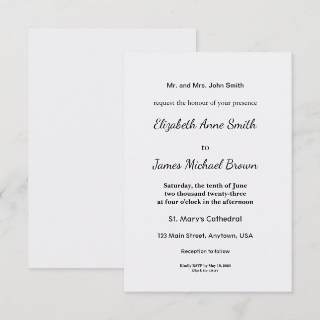 Enclosure Card | Elegant Wedding | Formal Invite (Front/Back)