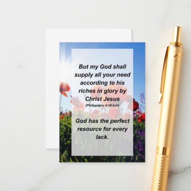 Enclosure Card Philippians 4:19 But my God shall s (Front/Back In Situ)