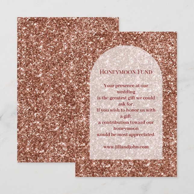 Enclosure Card Wedding Honeymoon Fund Rose Gold  (Front/Back)