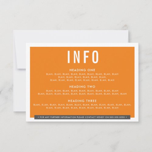 ENCLOSURE DETAILS fun bold block gray orange RSVP Card