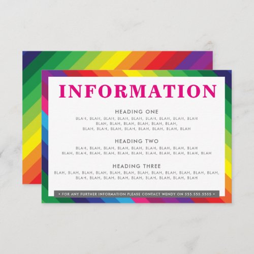 ENCLOSURE DETAILS fun colorful rainbow stripe grey RSVP Card