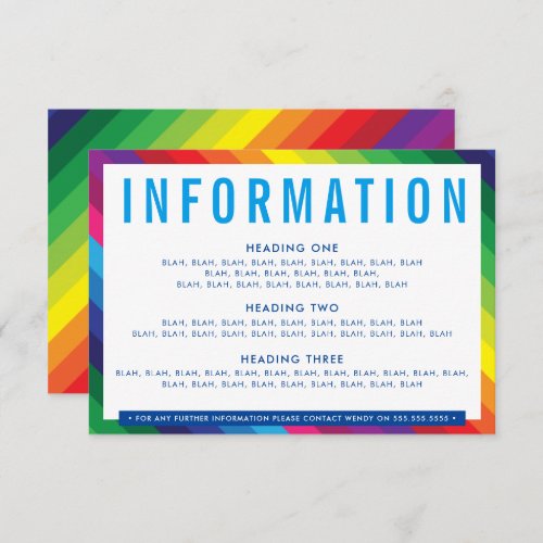 ENCLOSURE DETAILS fun colorful rainbow stripe RSVP Card